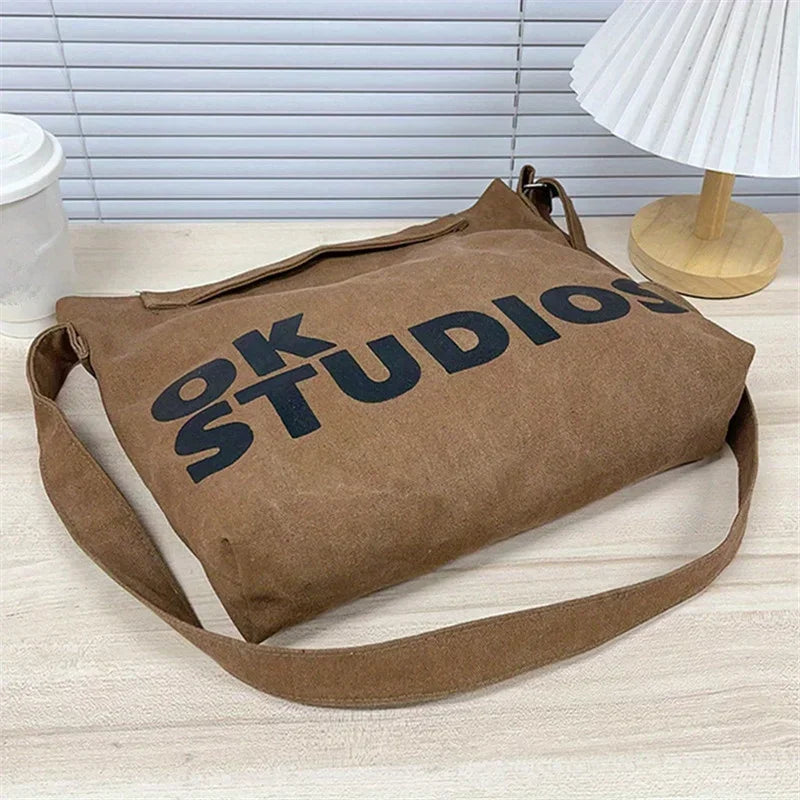 Nouveau sac en toile épaissie délavée, sac à main coréen pour femmes, sacs à provisions de grande capacité pour femmes, sacs d'école pour étudiants