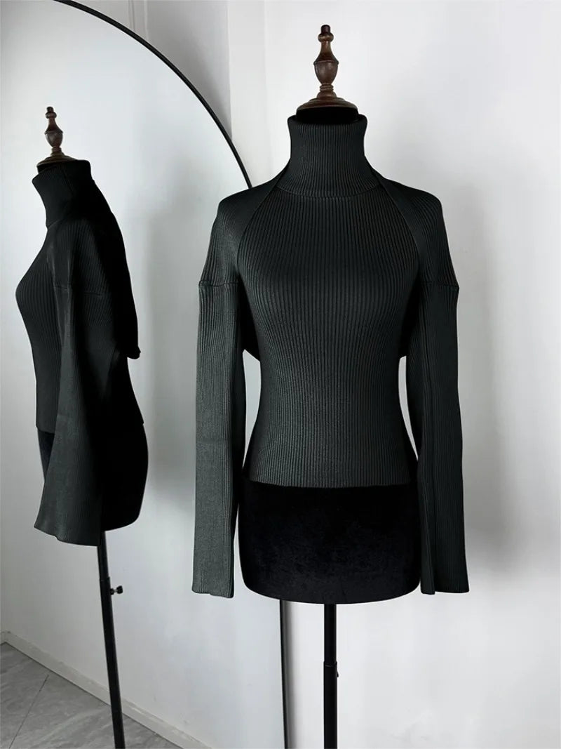 Trendix évider pull ensembles pour femmes 2025 automne nouveau à manches longues tricots châle costumes Sexy dos nu tricot débardeur 2 pièces ensemble
